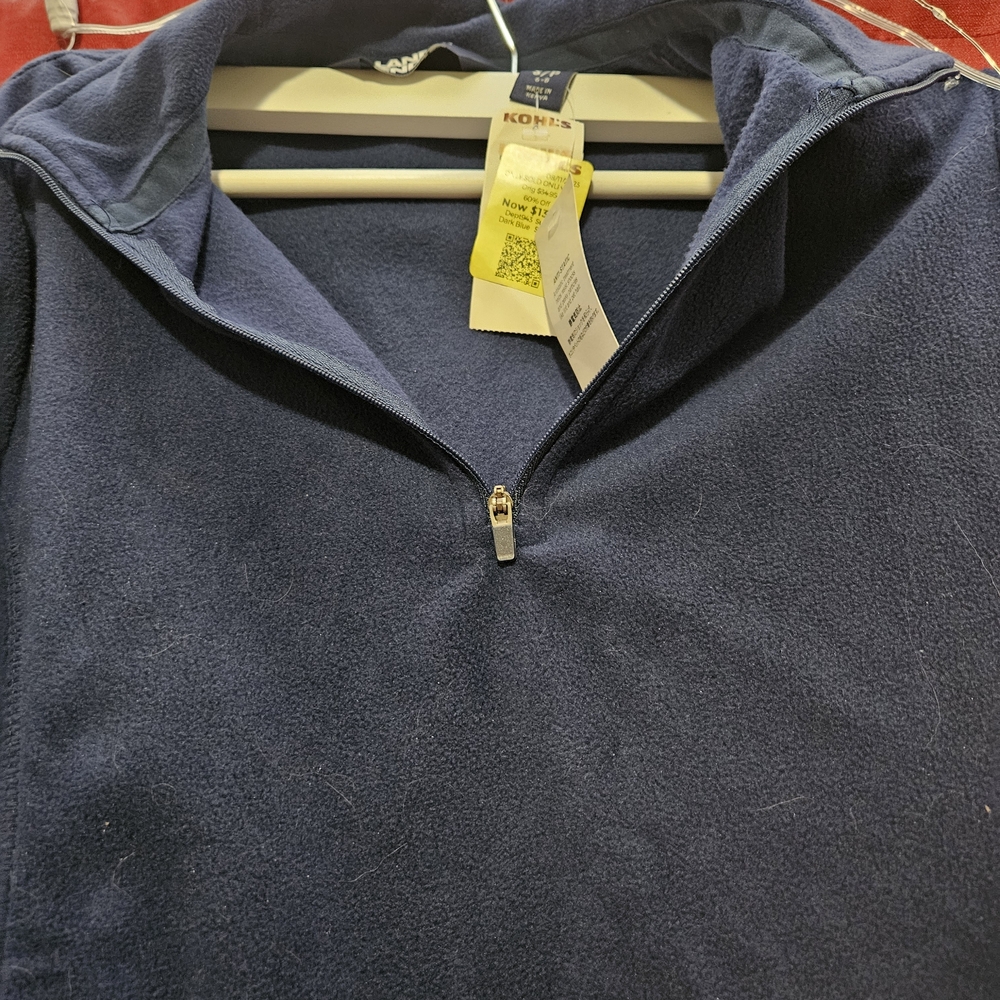 Lands End Navy Blue Quarter-Zip Pullover - Picture 3 of 4